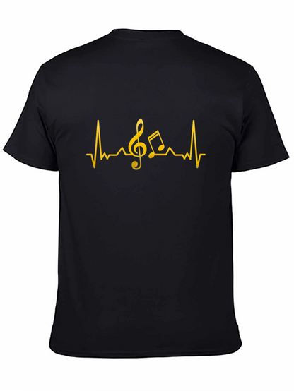 Music Heartbeat T-Shirt - Black Cotton Tee