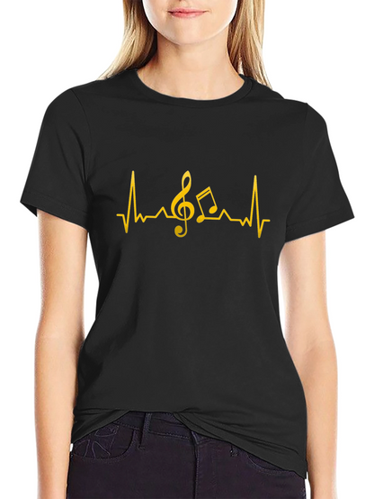 Music Heartbeat T-Shirt - Black Cotton Tee