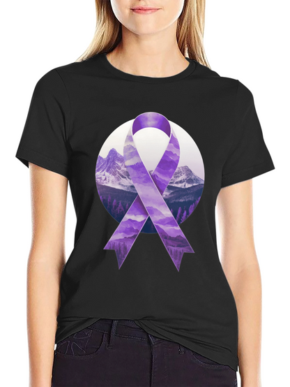Purple Ribbon Mountain Graphic Tee
