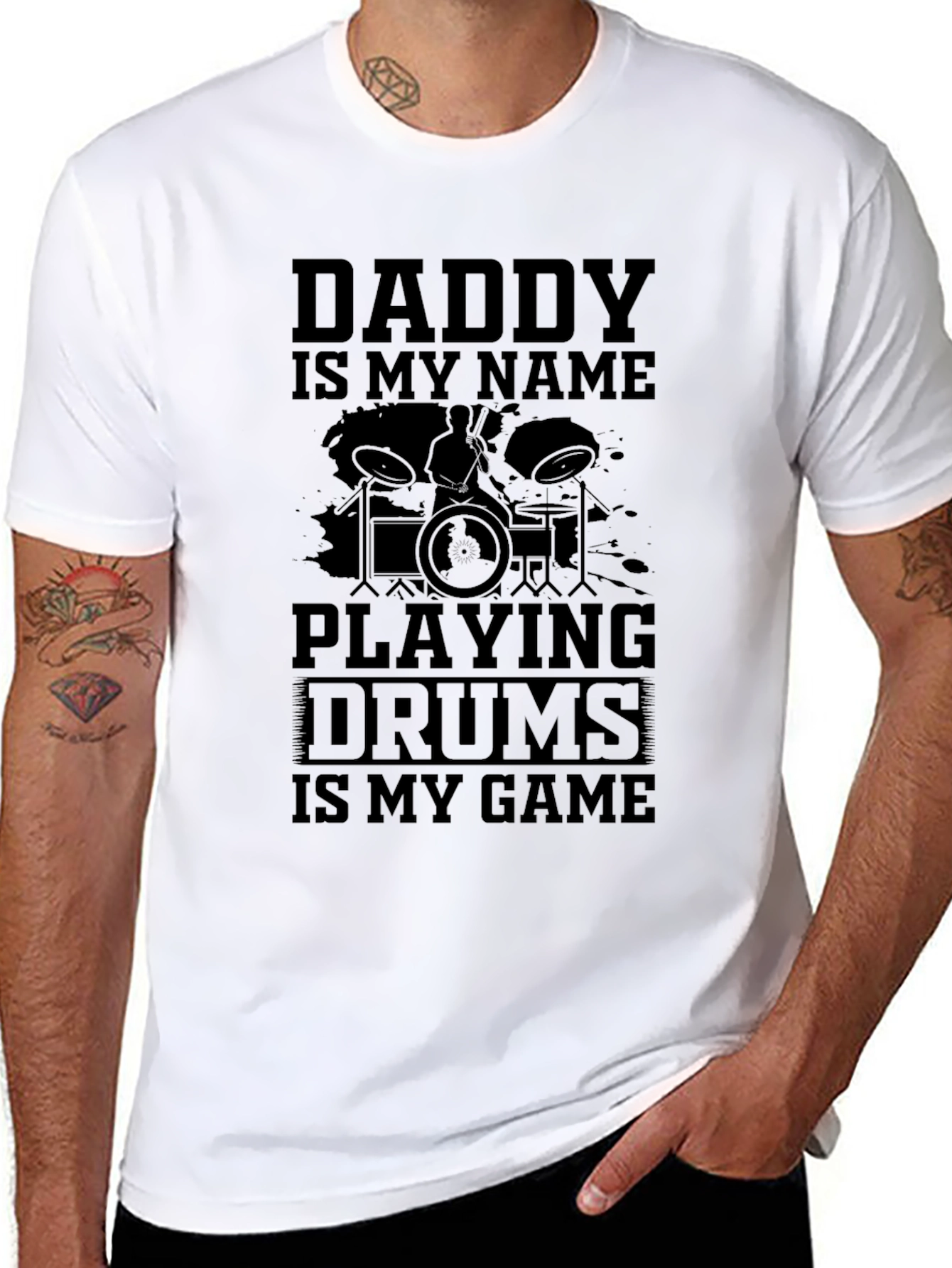 Daddy Drummer T-Shirt - Music Lover Tee