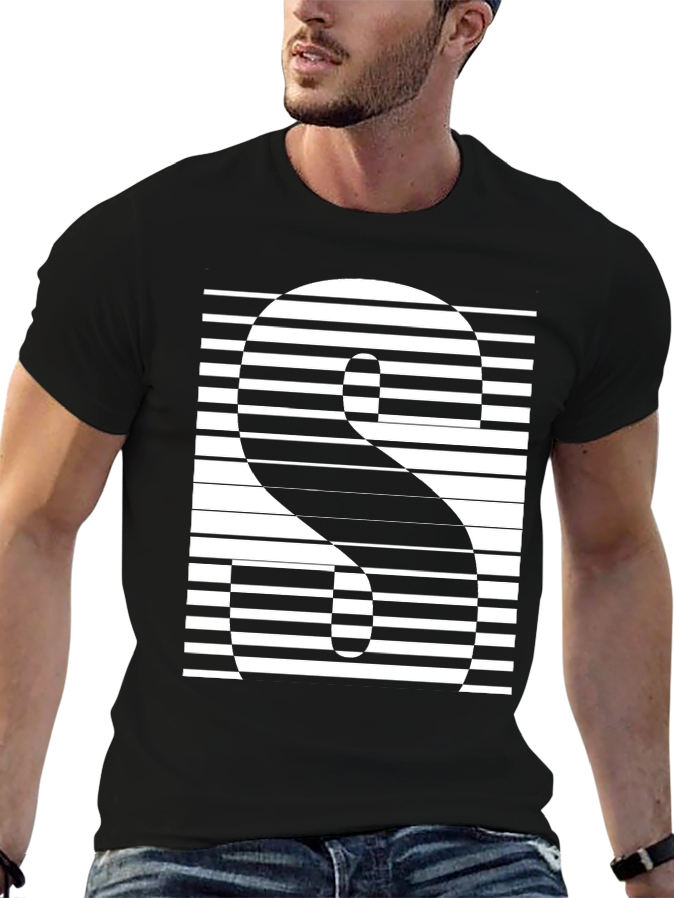 Abstract Striped S Graphic Tee