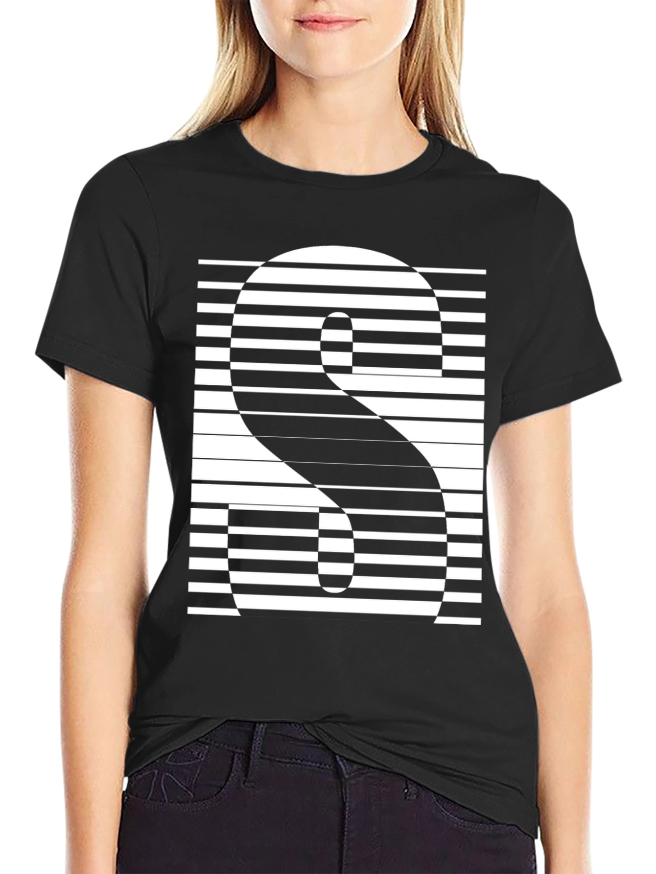 Abstract Striped S Graphic Tee
