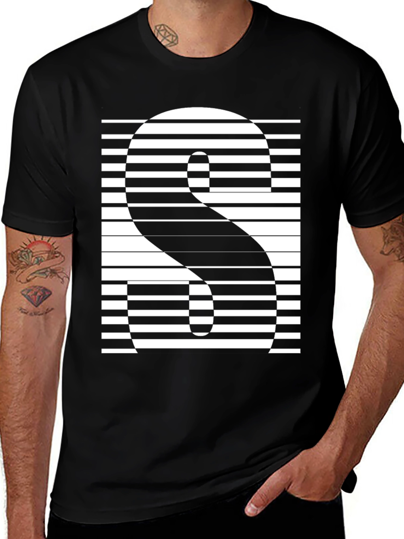 Abstract Striped S Graphic Tee