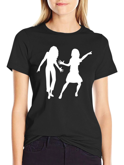 Retro Dance Silhouette Graphic Tee - Black