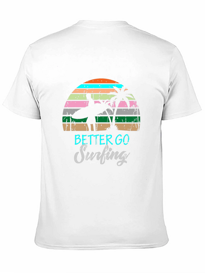 Retro Surfing T-Shirt Palm Tree Design