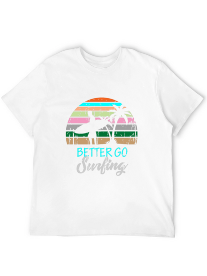 Retro Surfing T-Shirt Palm Tree Design