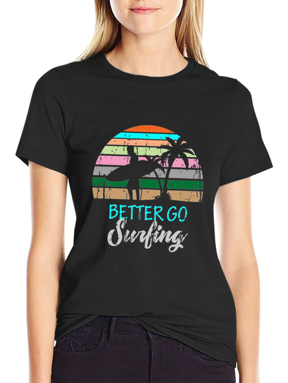 Retro Surfing T-Shirt Palm Tree Design