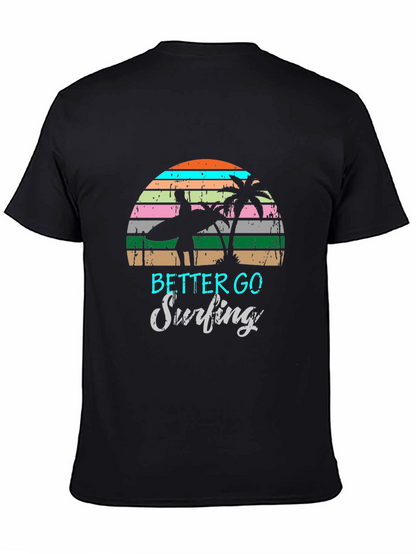 Retro Surfing T-Shirt Palm Tree Design