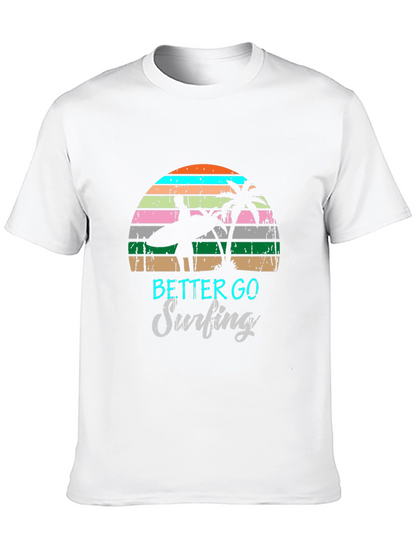 Retro Surfing T-Shirt Palm Tree Design