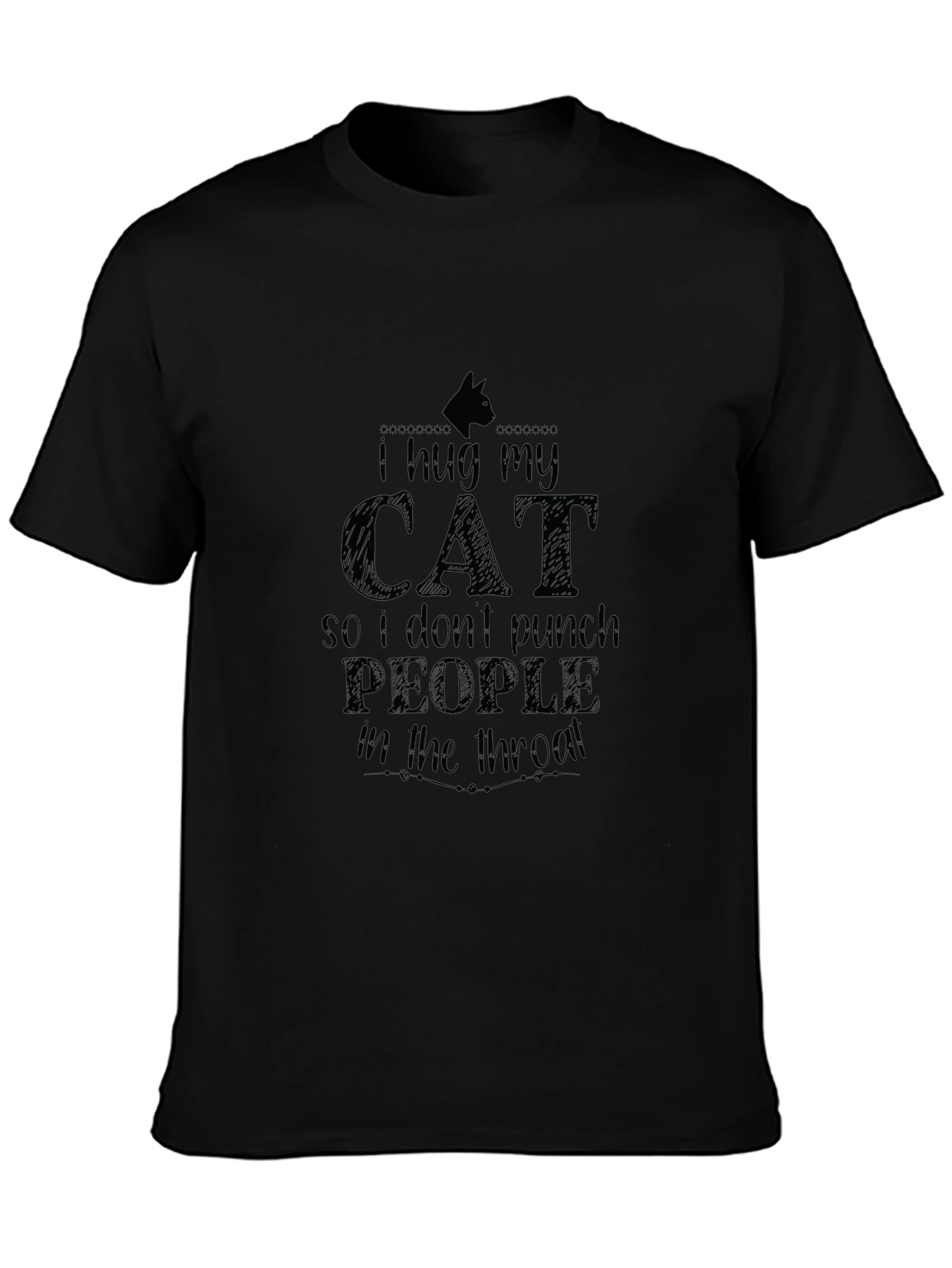 I Hug My Cat Black T-Shirt