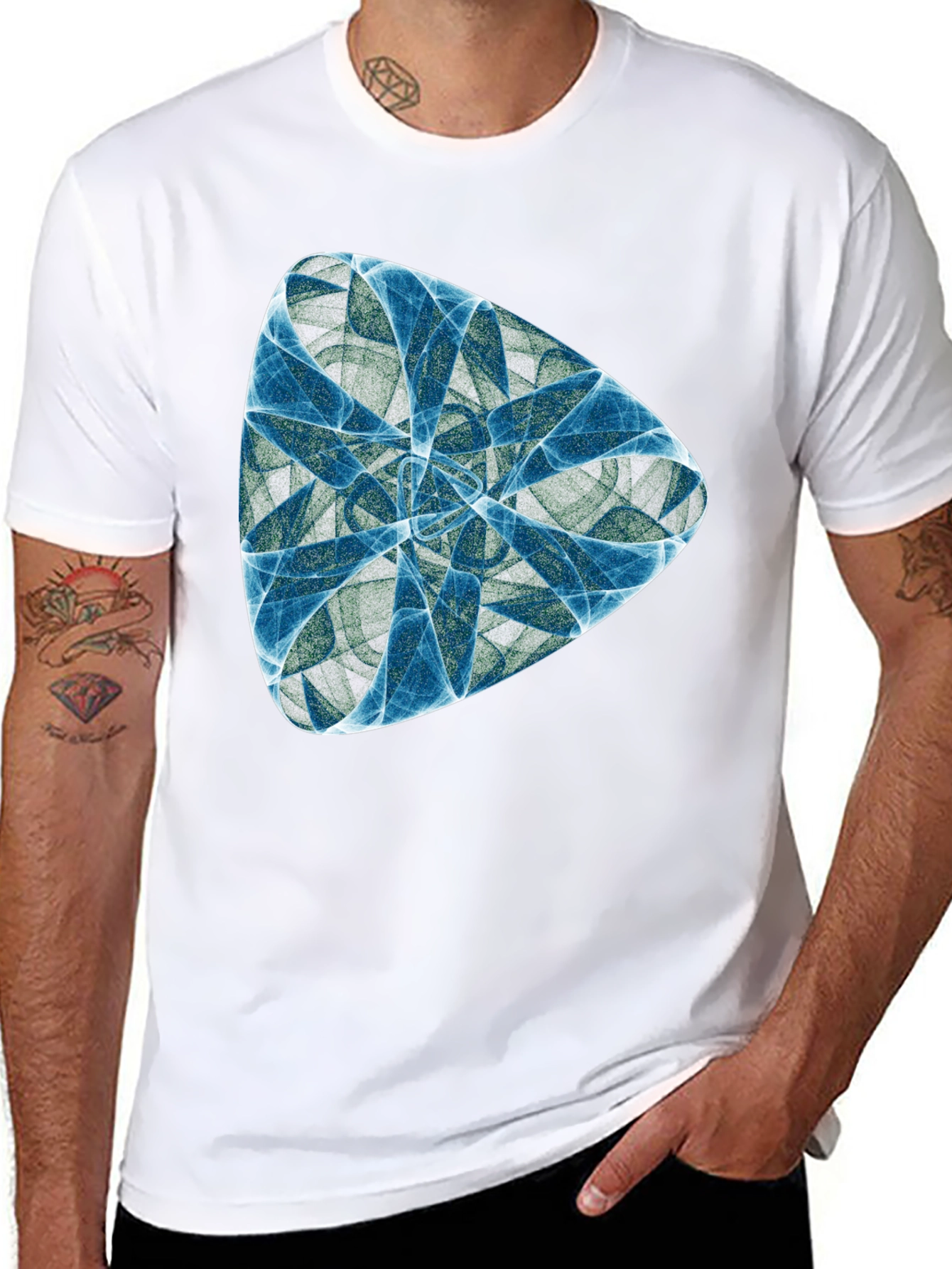 Abstract Fractal Design Black T-Shirt