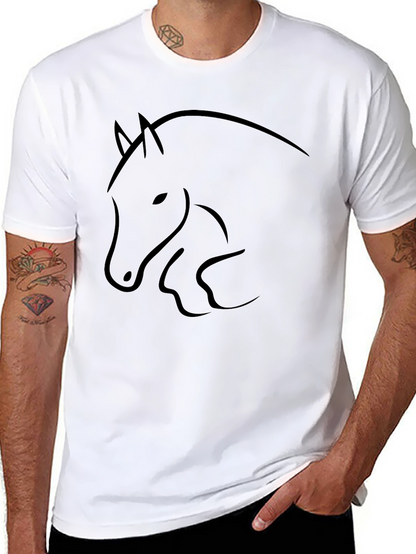 Minimalist Horse Graphic Black T-Shirt