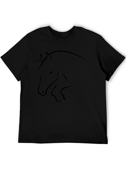Minimalist Horse Graphic Black T-Shirt