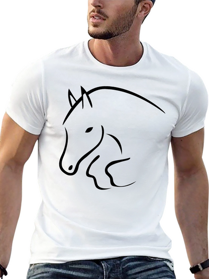 Minimalist Horse Graphic Black T-Shirt