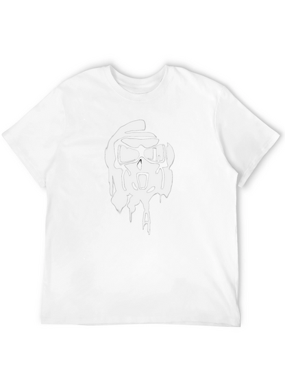 Black T-Shirt with White Graphic Skull Design