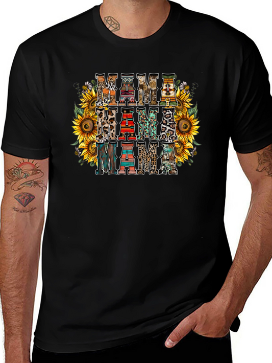 Rustic Mama T-Shirt Sunflower Print