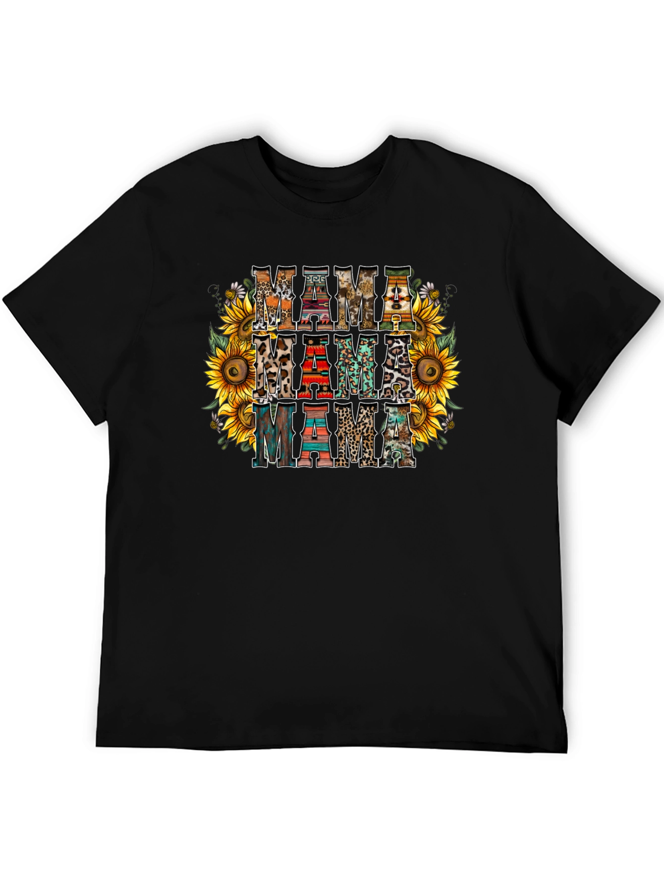 Rustic Mama T-Shirt Sunflower Print