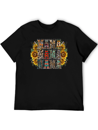 Rustic Mama T-Shirt Sunflower Print