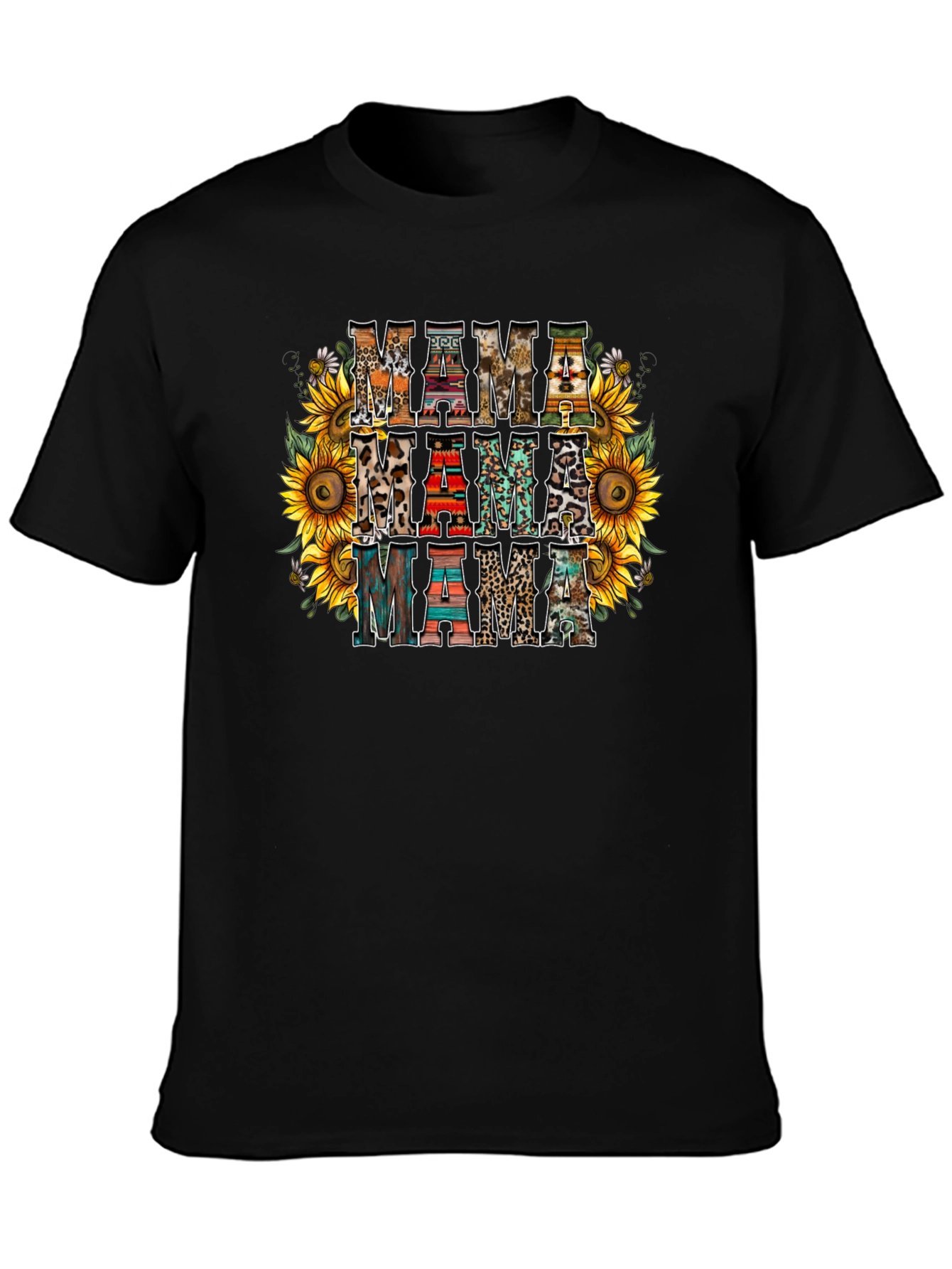 Rustic Mama T-Shirt Sunflower Print