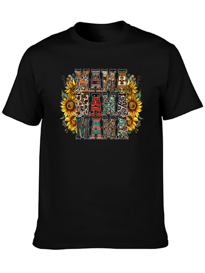 Rustic Mama T-Shirt Sunflower Print