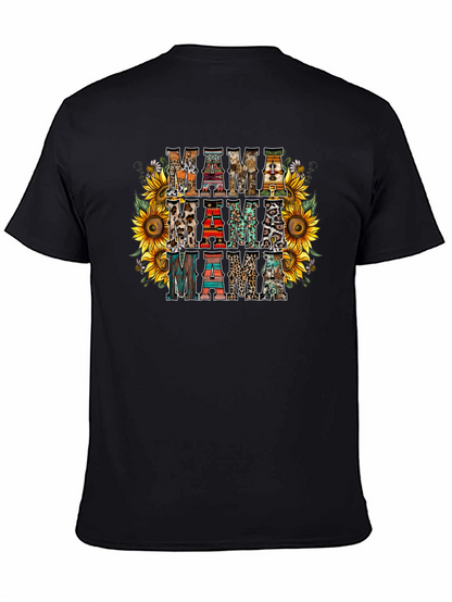 Rustic Mama T-Shirt Sunflower Print