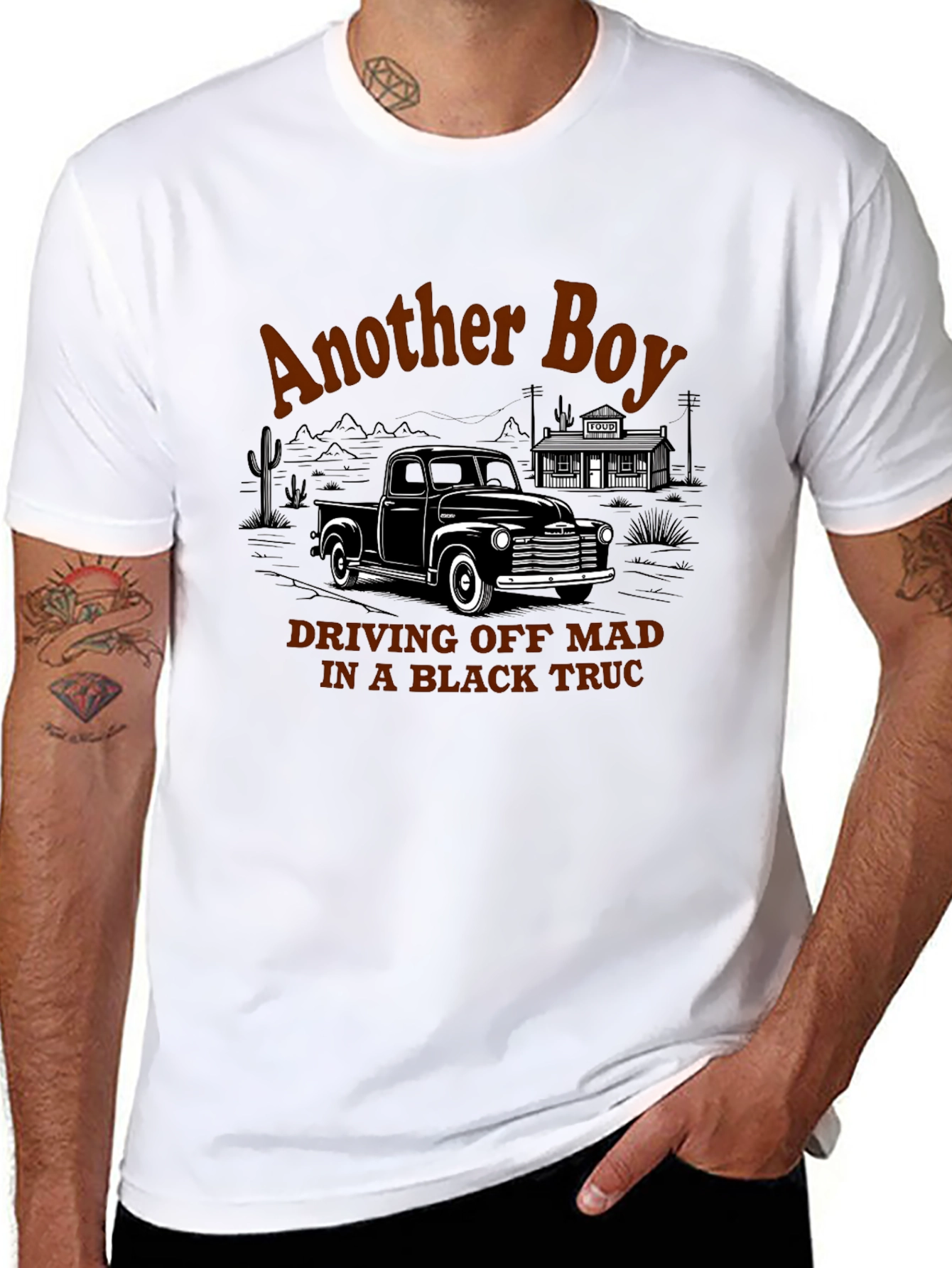 Another Boy Black Truck Graphic Tee