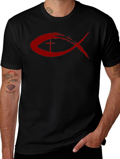 Christian Fish Symbol T-Shirt - Red Design