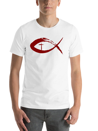 Christian Fish Symbol T-Shirt - Red Design