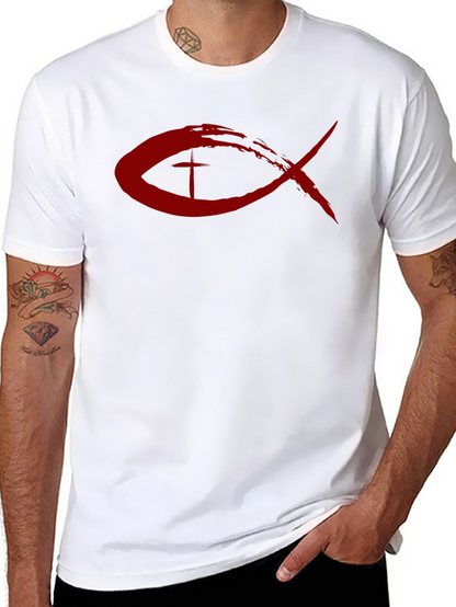 Christian Fish Symbol T-Shirt - Red Design