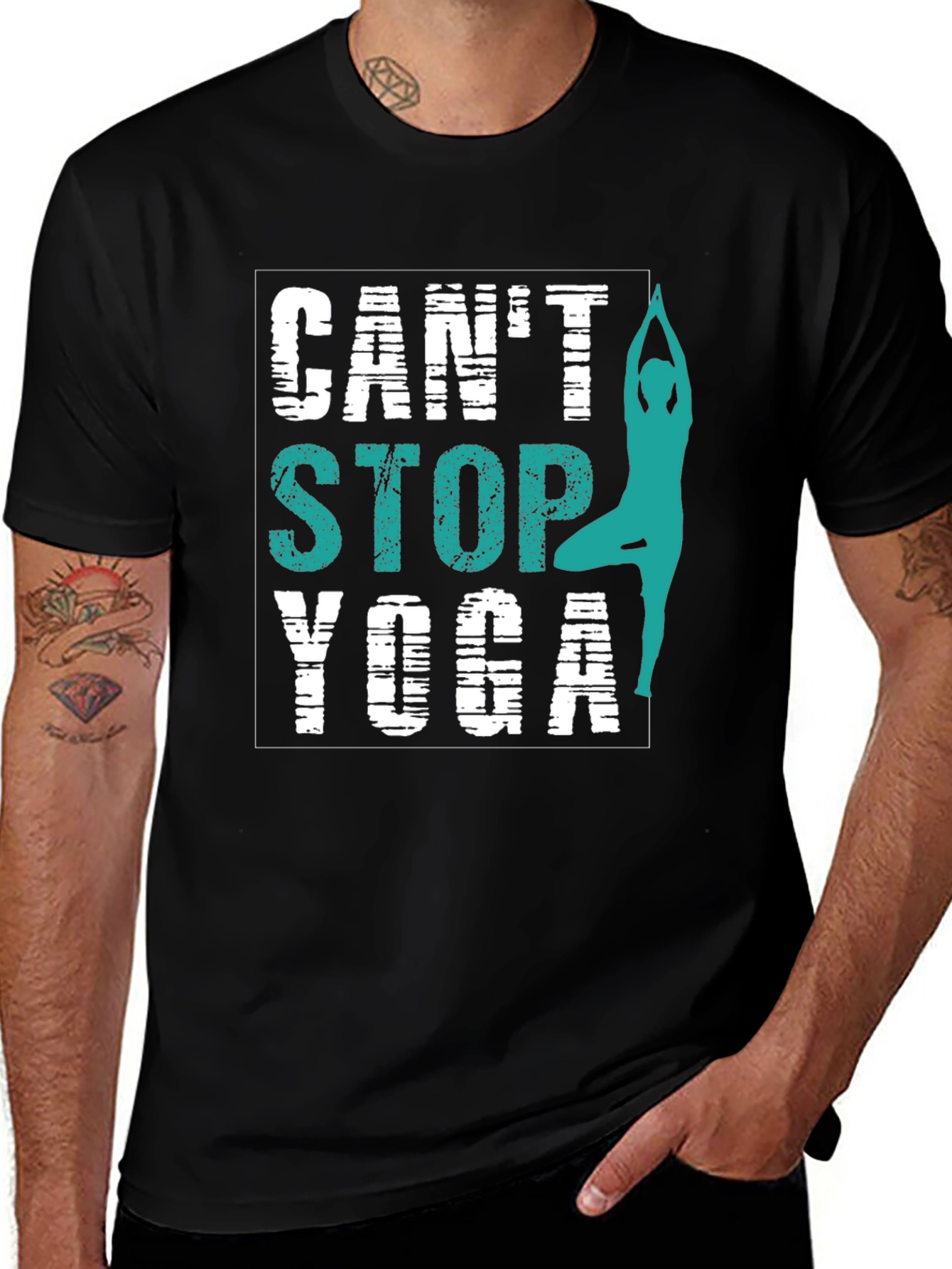 Cant Stop Yoga T-Shirt - Mens Black Graphic Tee