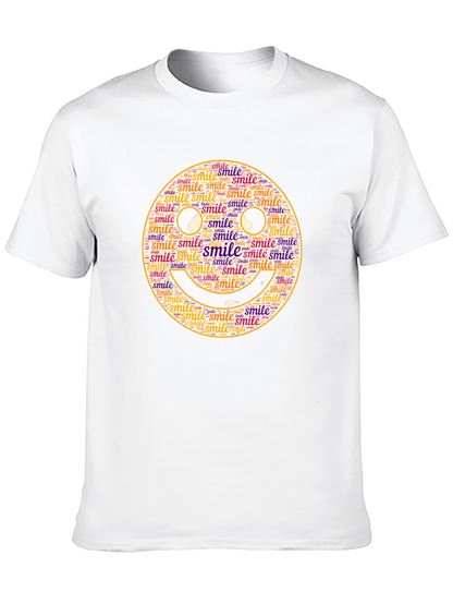 Smiley Face Word Art Black T-Shirt
