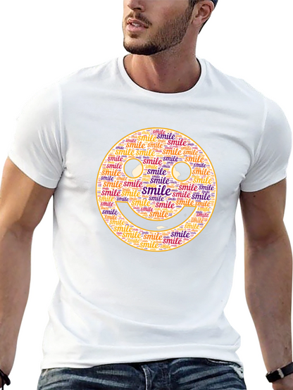 Smiley Face Word Art Black T-Shirt