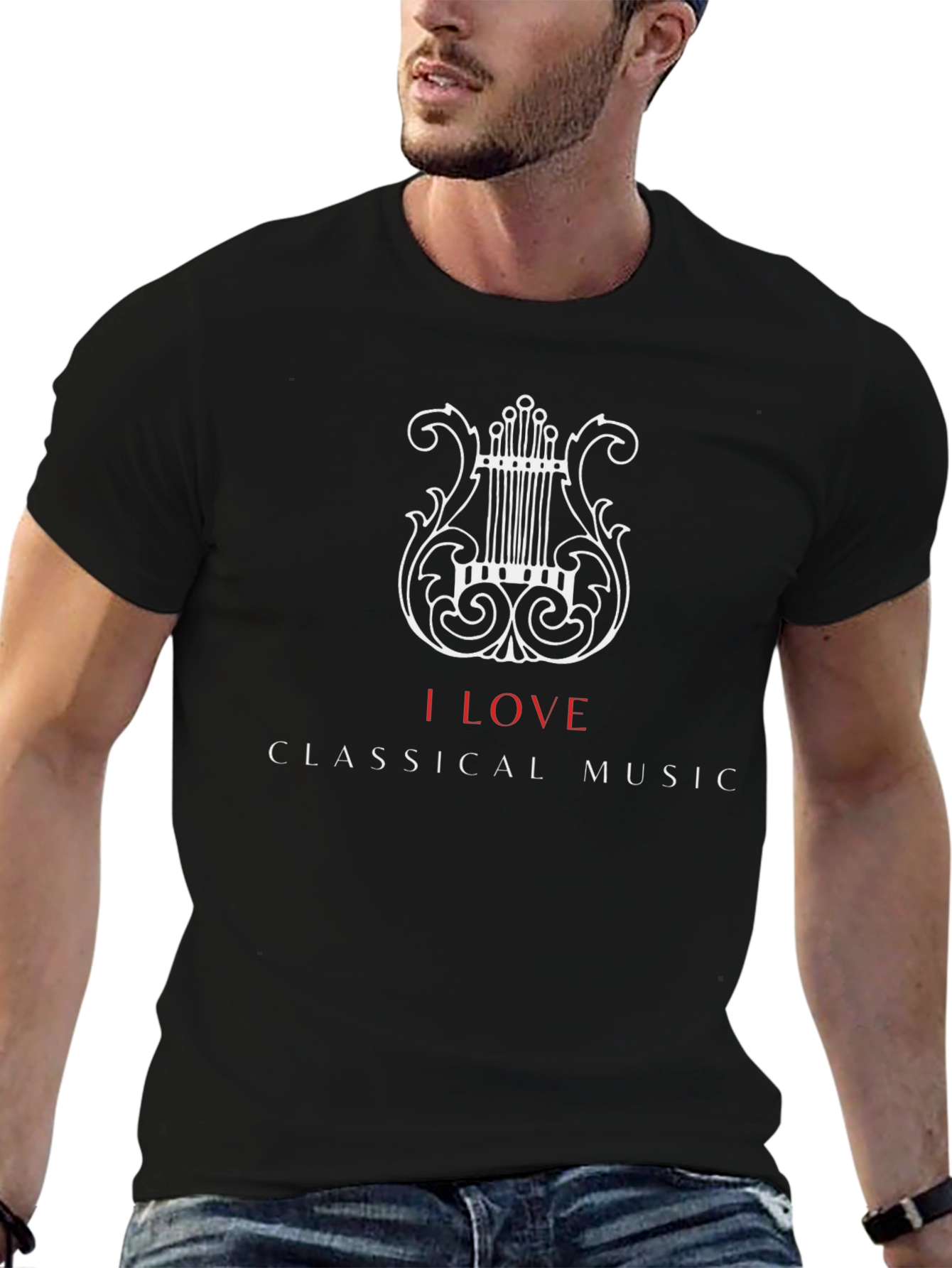 Classical Music Lover T-Shirt - Stylish Lyre Design