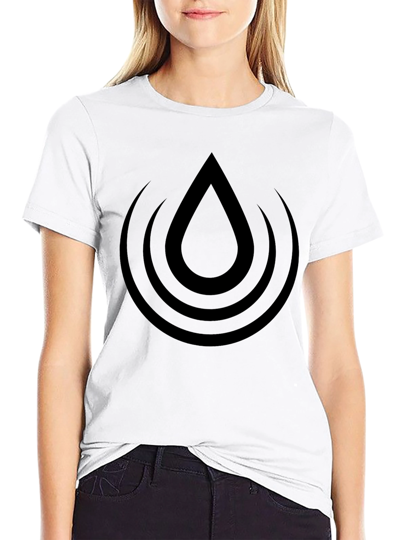 Black T-Shirt with Water Drop Design