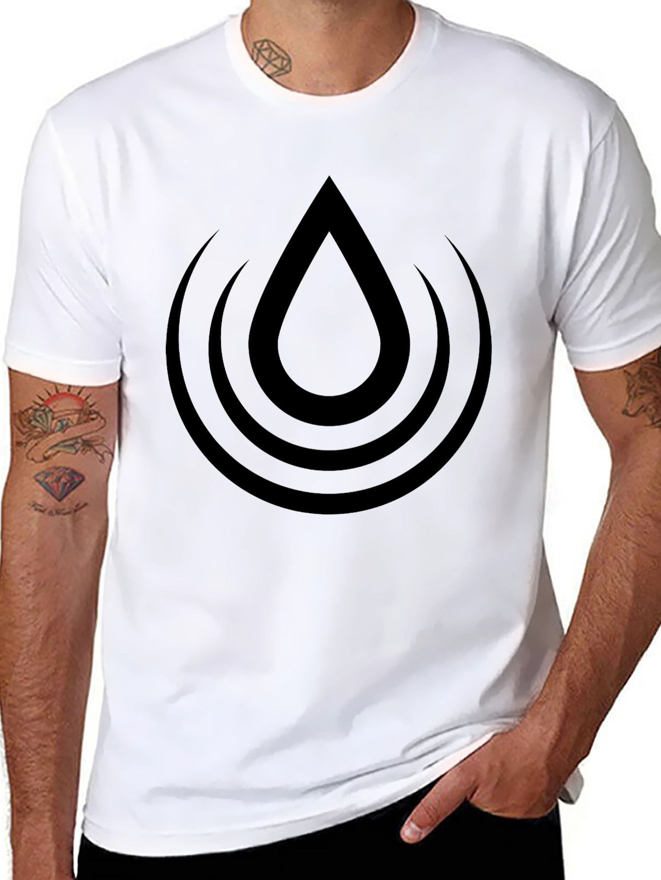 Black T-Shirt with Water Drop Design