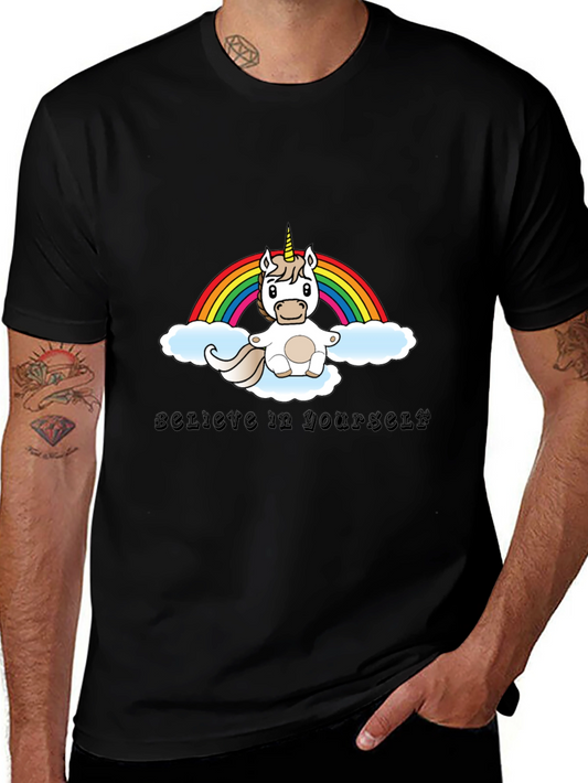 Believe in Yourself Rainbow Unicorn Graphic Tee