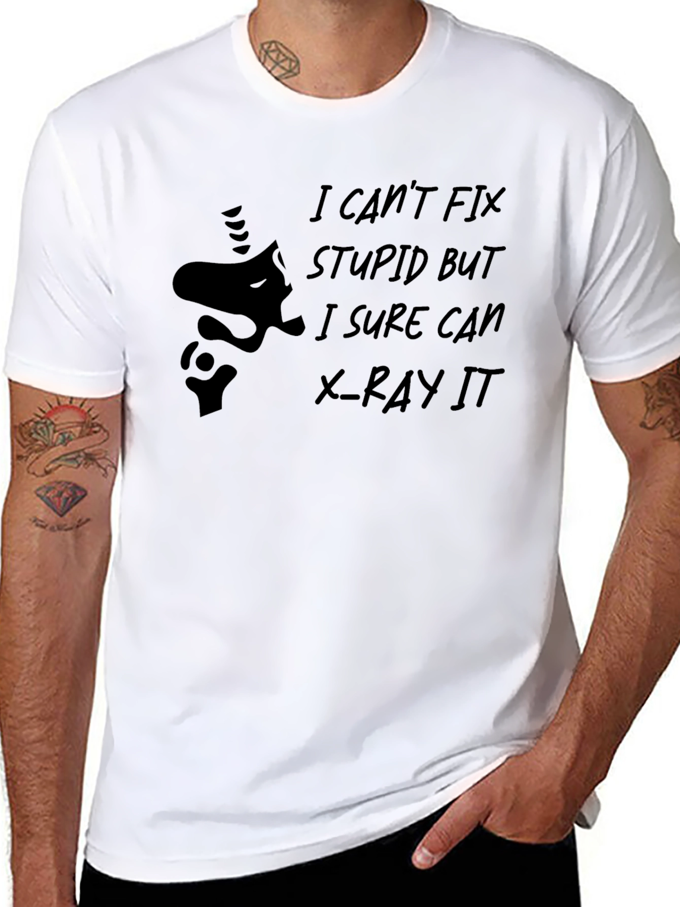 Funny X-Ray T-Shirt - Cant Fix Stupid