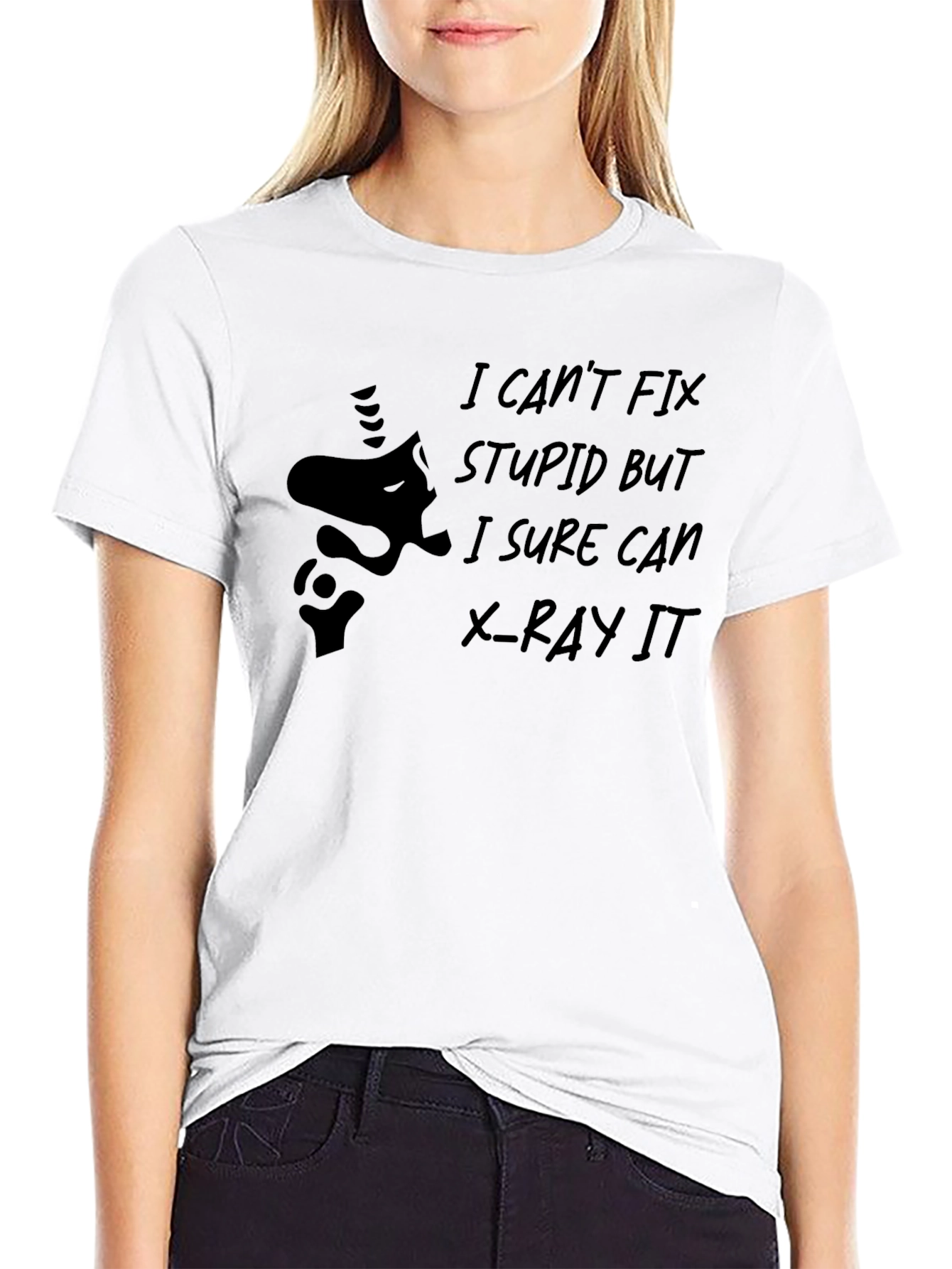 Funny X-Ray T-Shirt - Cant Fix Stupid