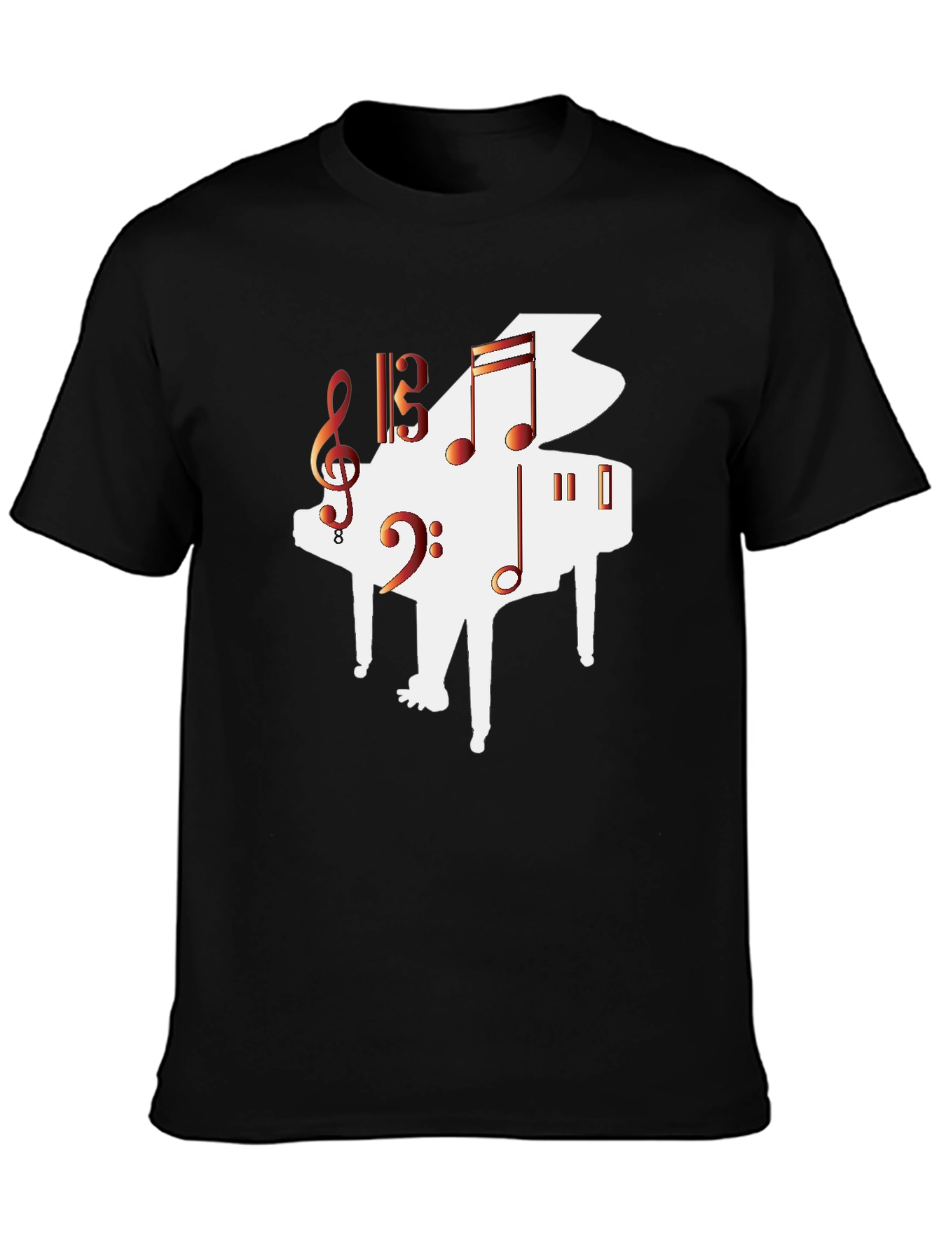 Piano Music Graphic Tee - Black Casual T-Shirt