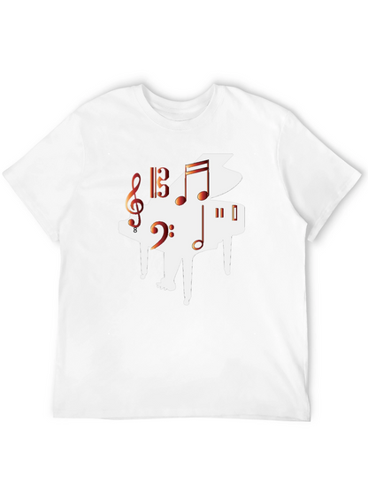 Piano Music Graphic Tee - Black Casual T-Shirt