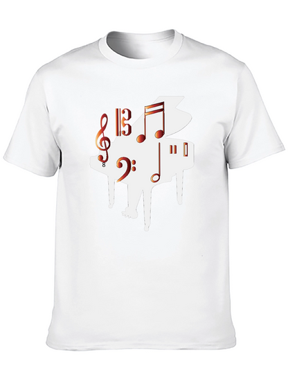 Piano Music Graphic Tee - Black Casual T-Shirt