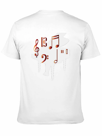 Piano Music Graphic Tee - Black Casual T-Shirt