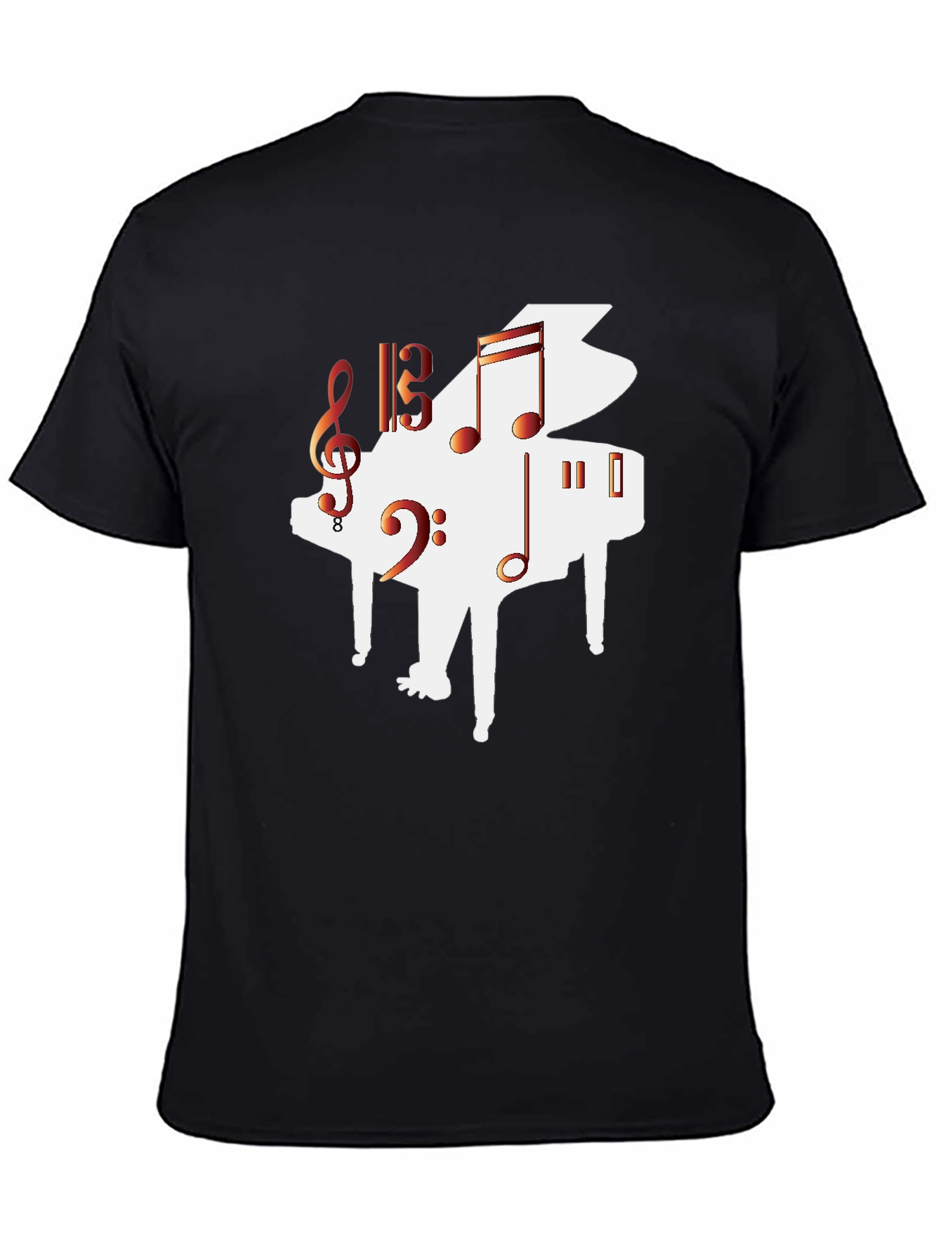 Piano Music Graphic Tee - Black Casual T-Shirt