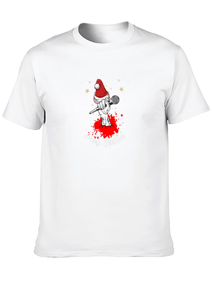 Merry Christmas Skeleton Hand Microphone Graphic Tee