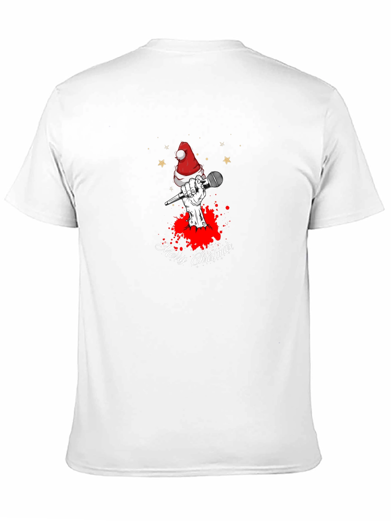 Merry Christmas Skeleton Hand Microphone Graphic Tee