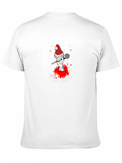 Merry Christmas Skeleton Hand Microphone Graphic Tee
