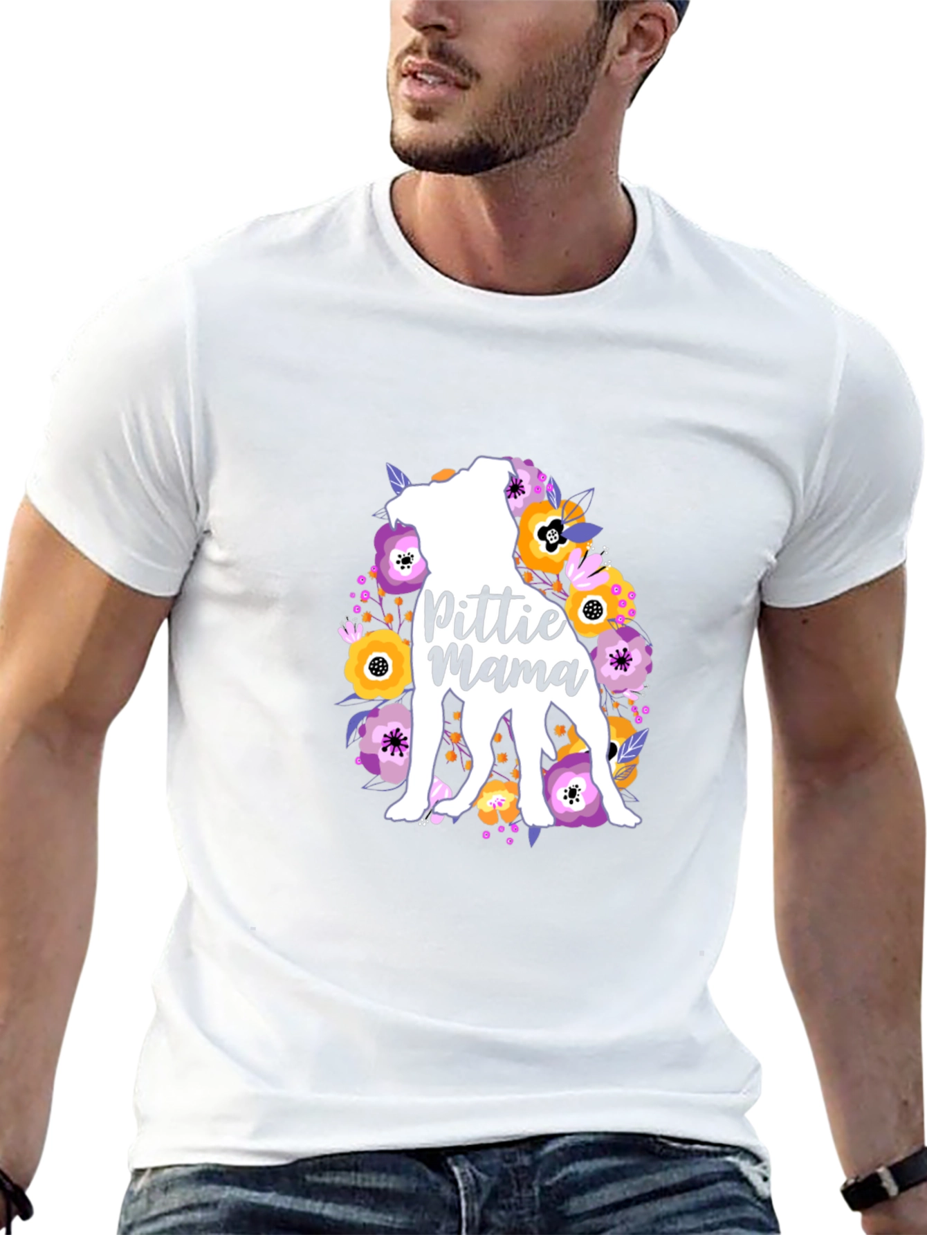 Pittie Mama Floral Dog T-Shirt