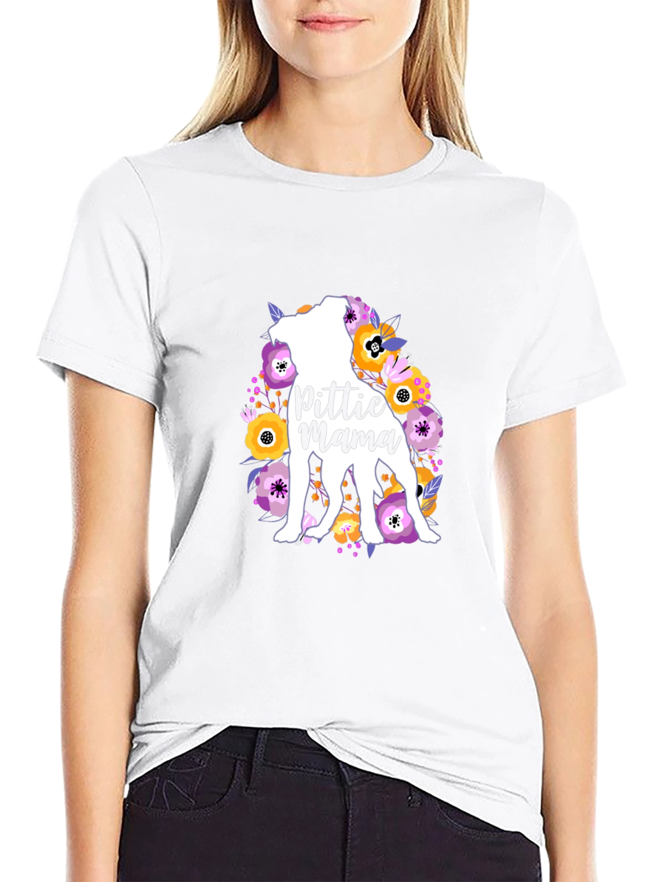 Pittie Mama Floral Dog T-Shirt