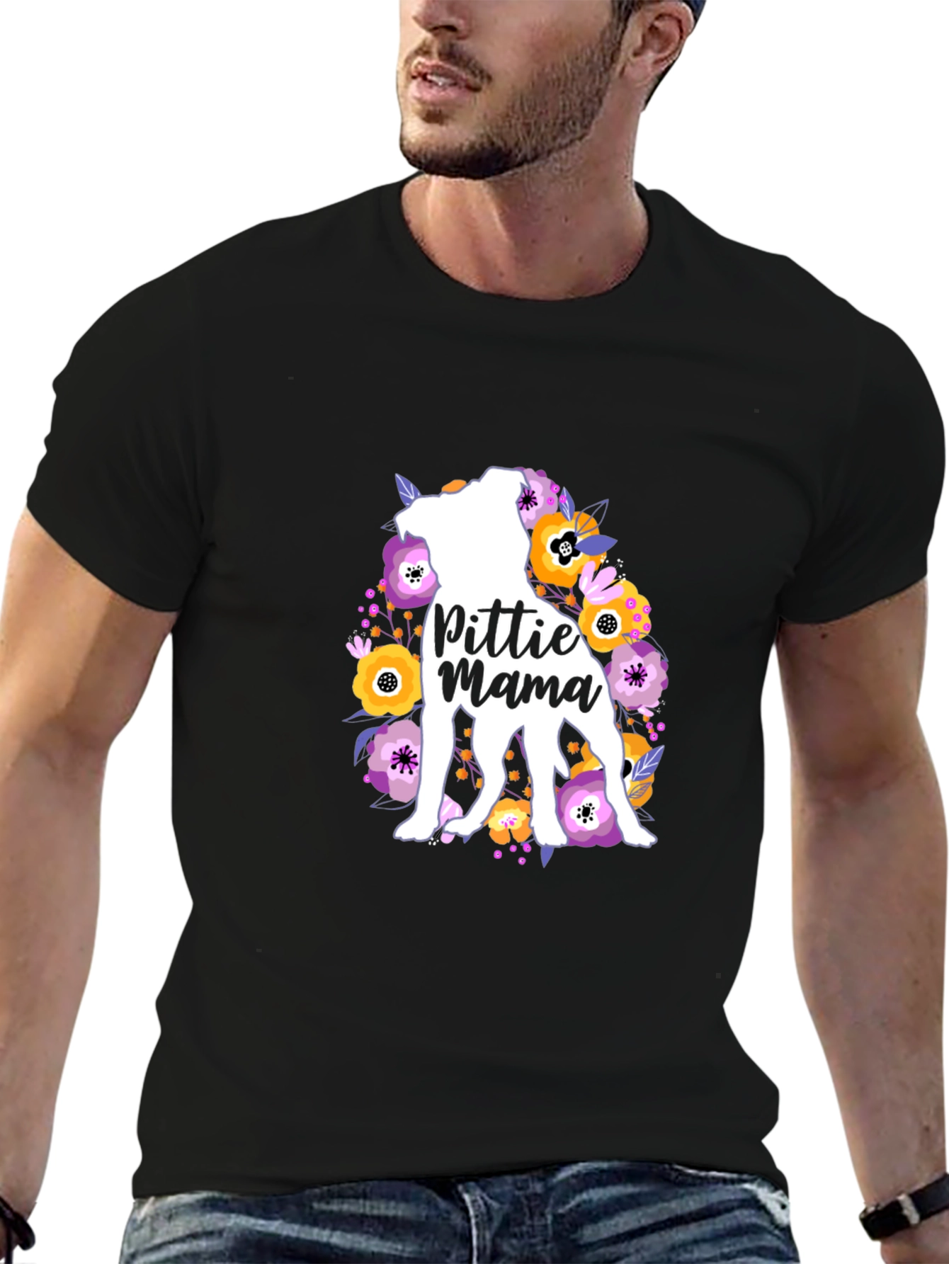 Pittie Mama Floral Dog T-Shirt