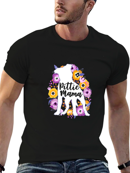 Pittie Mama Floral Dog T-Shirt